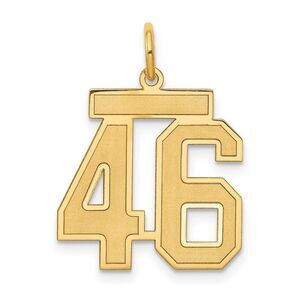 14k Yellow Gold, Jersey Collection, Medium Number 46 Pendant
